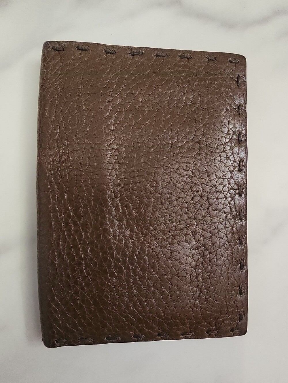 Authentic Brown Leather Fendi Selleria Bifold Card Case Unisex